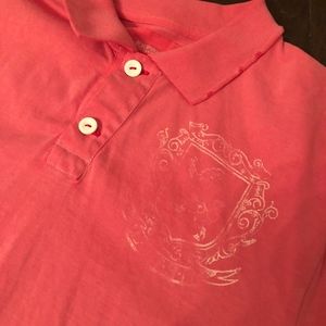 EXPRESS SS Distressed Pink Polo Size L